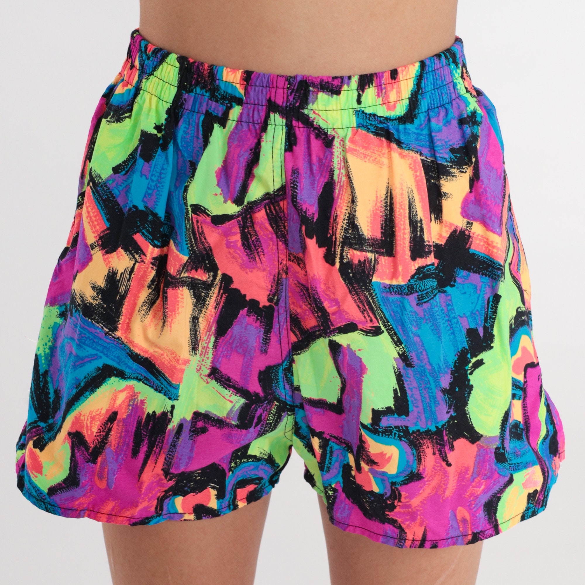 90s Neon Shorts Nylon Jogging Shorts Gym Shorts Fluorescent Beach ...