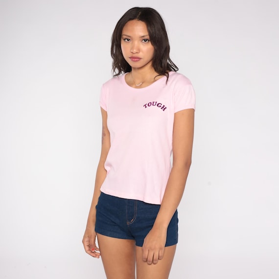 Liquor Store Tee 80s Pink Contrast Graphic Tshirt Vintage Novelty Humor Tee Funny Top Baby Pink Made in USA Retro Uniform Medium M