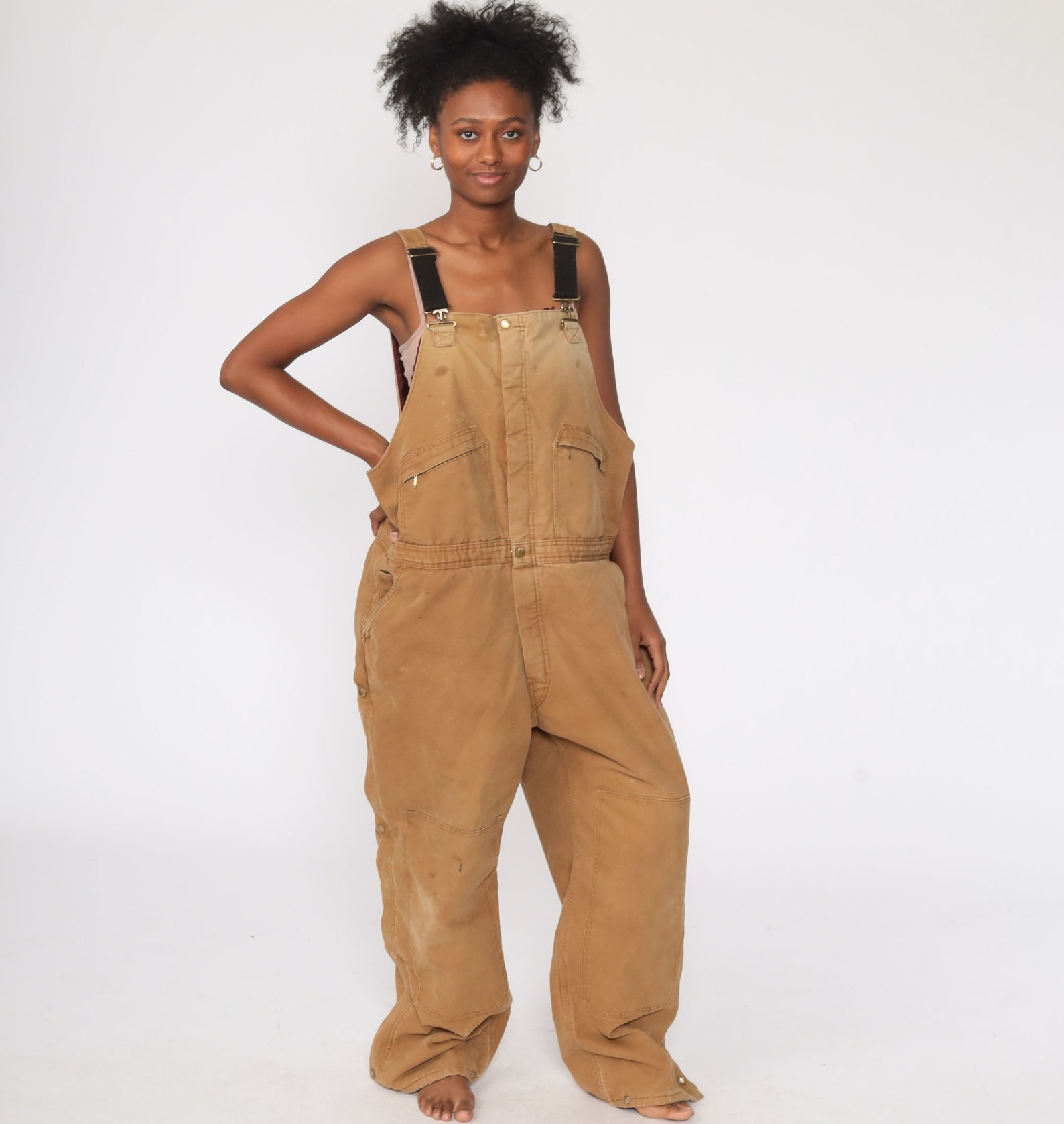 Tan INSULATED Overalls Distressed Coveralls Workwear Brown Etsy