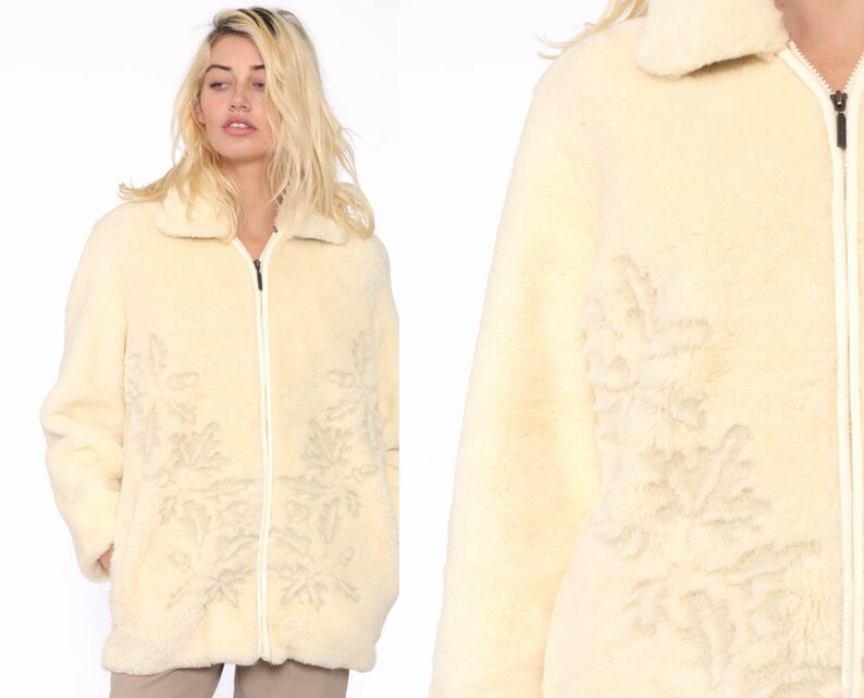 off white faux fur coat