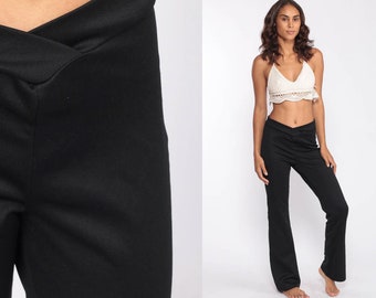 Pantalones acampanados de los 90, pantalones negros, pantalones bohemios, pantalones de festival, pantalones acampanados, estilo hippie, vintage, bohemio, talla XS.