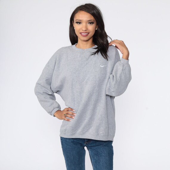 Nike Sweatshirt 90s Grey Sports Shirt Nike Swoosh 1990s Streetwear Crewneck Sweatshirt Vintage Slouchy Plain Retro Extra Large Xl 2xl Etsy UK