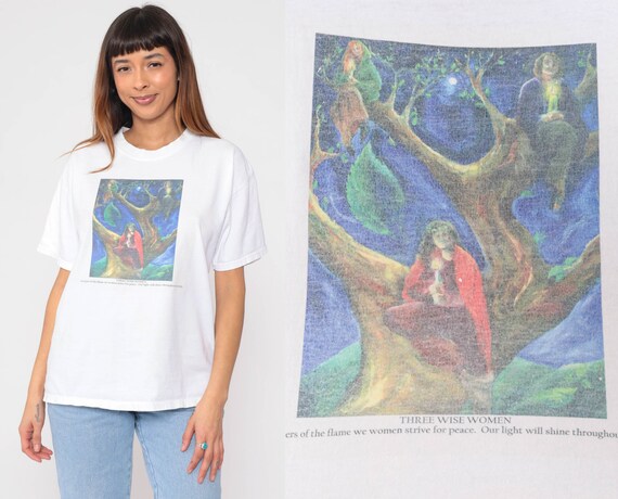 Three Wise Women T-Shirt 90s As Keepers of the Flame We Women Strive For Peace Tshirt Feminist Magi Christmas Graphic Vintage 1990s Large L