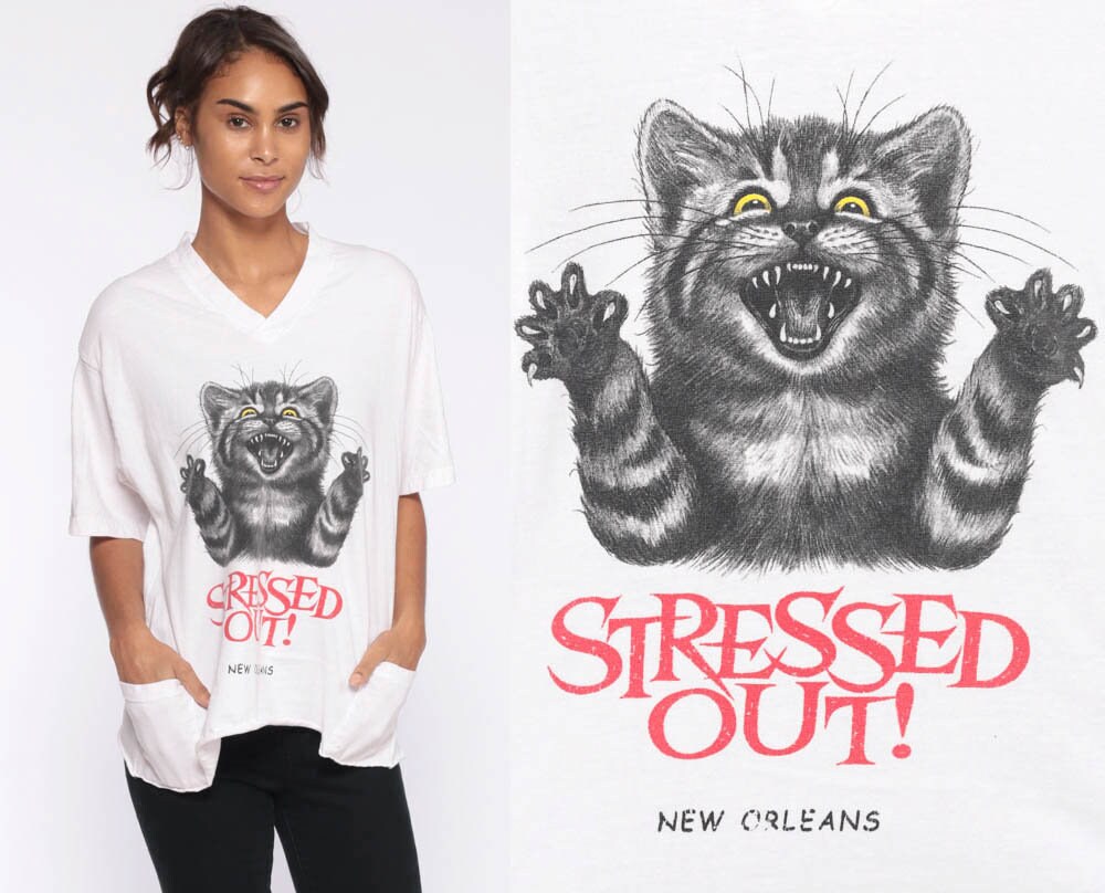 stressed out cat shirt