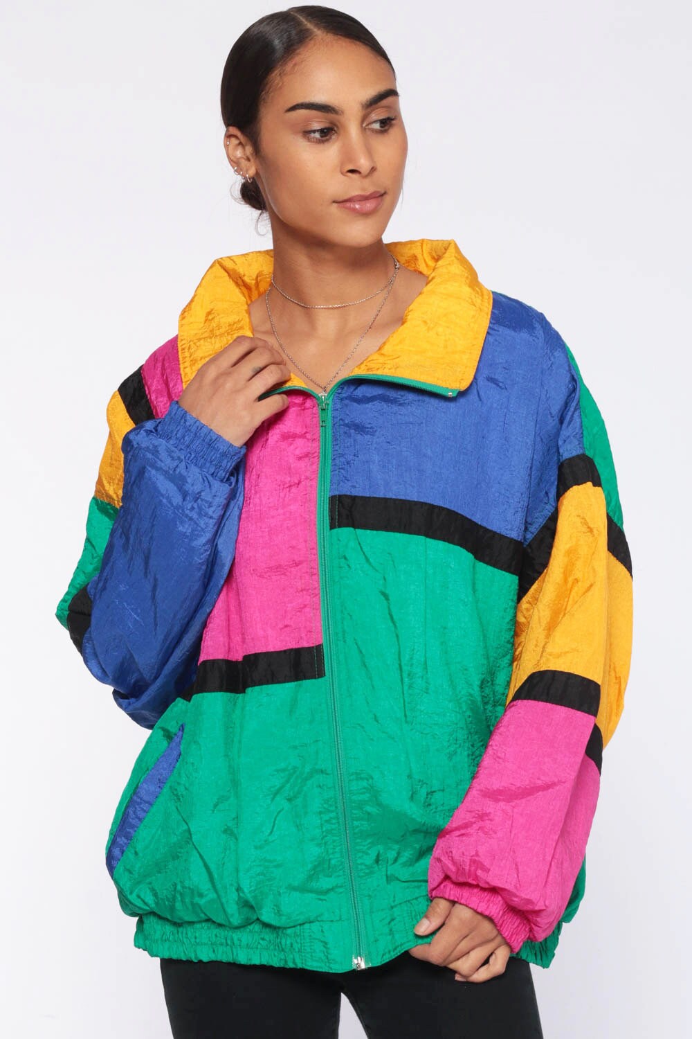 90s Color Block Windbreaker Jacket 3xl 