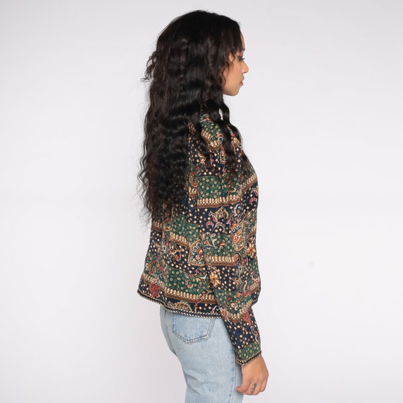 Boho Jacket 90s Striped Floral Print Grunge Abstr… - image 5