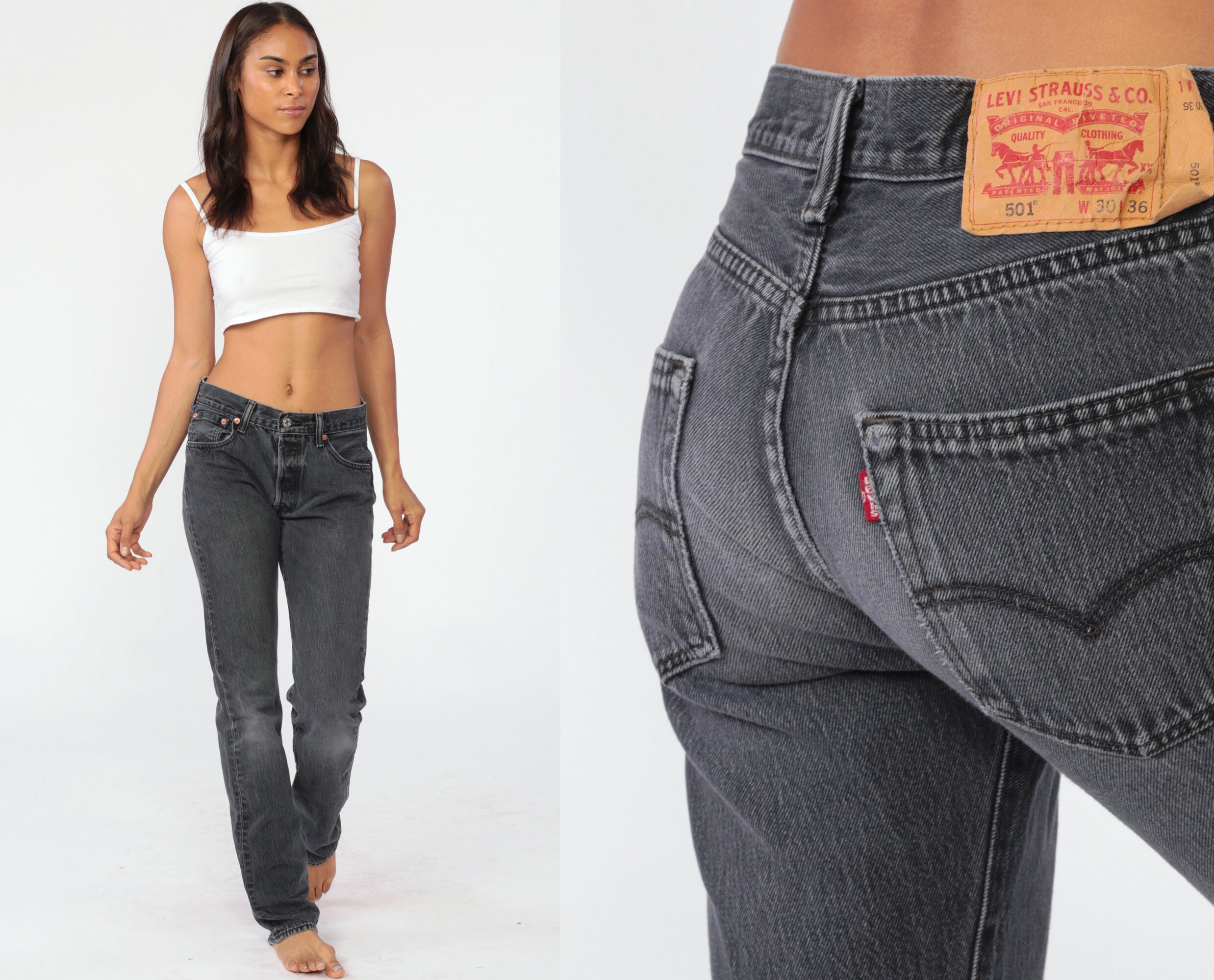 Black Levis 501 Jeans M -- Straight Leg Jeans 80s Mom Jeans Denim Pants High Waist Levi Strauss 90s Boyfriend Jeans Vintage 8