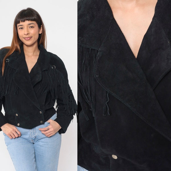 Cropped Fringe Suede Jacket