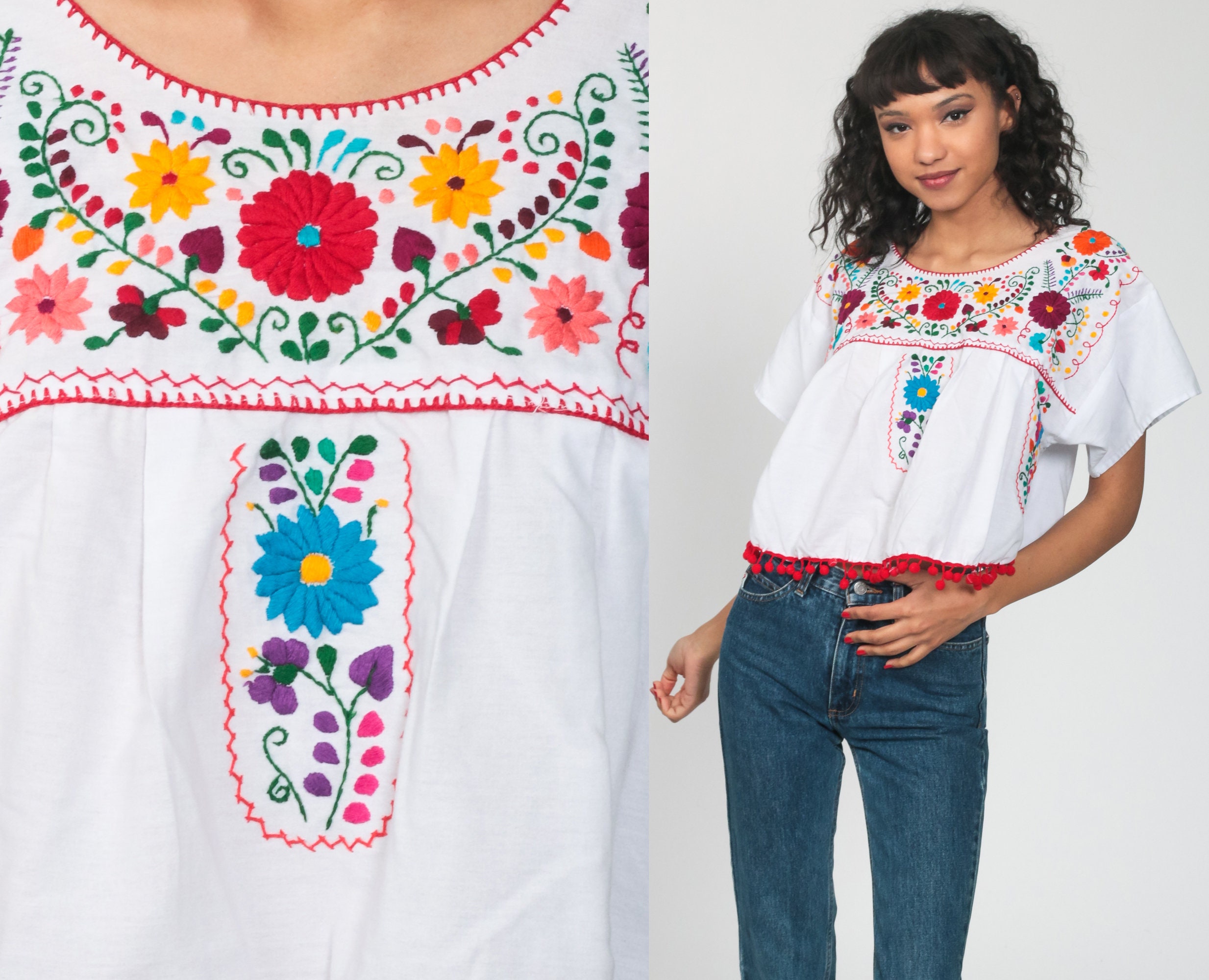 Mexican floral embroidered shirt Clearance
