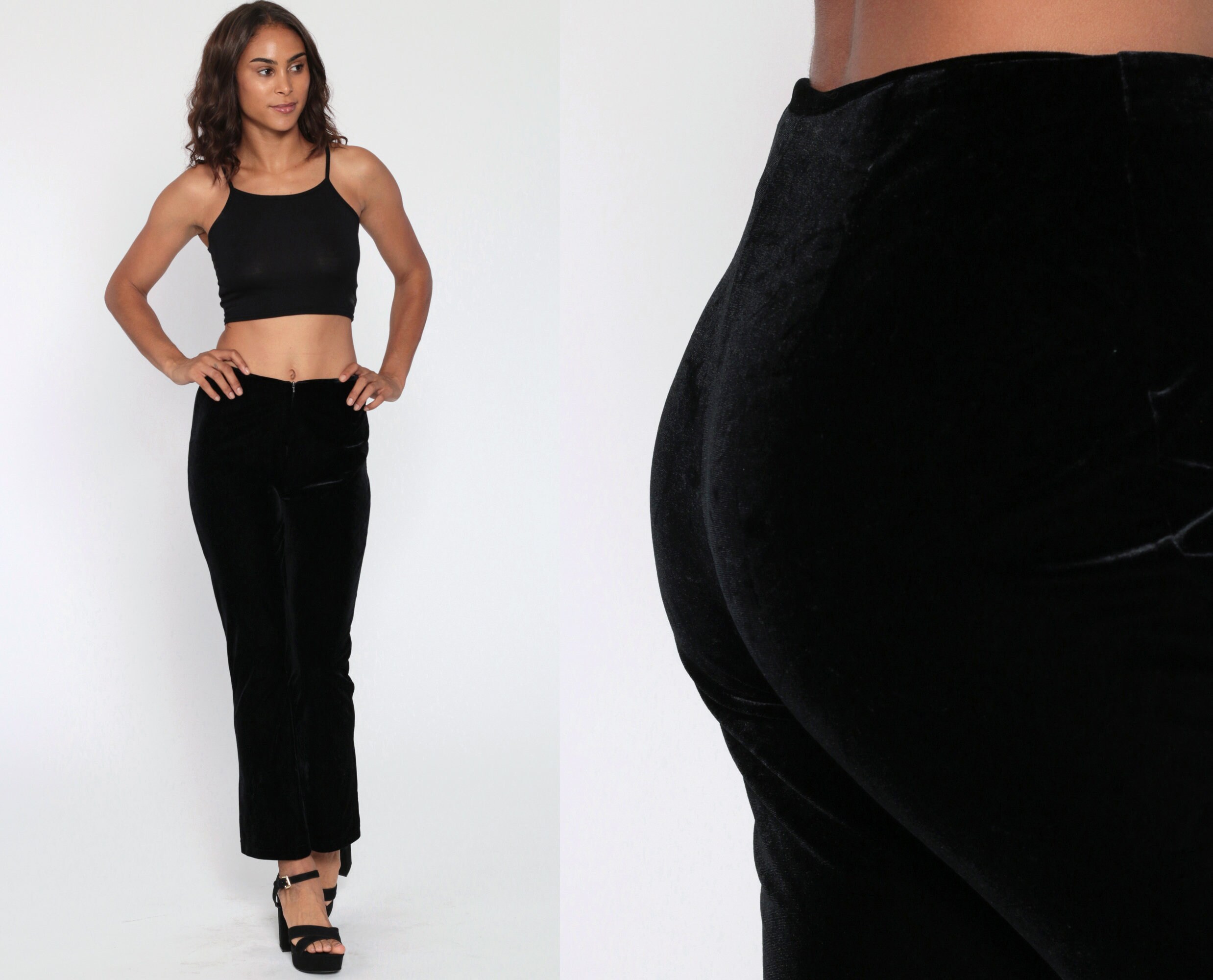 black velvet bootcut trousers