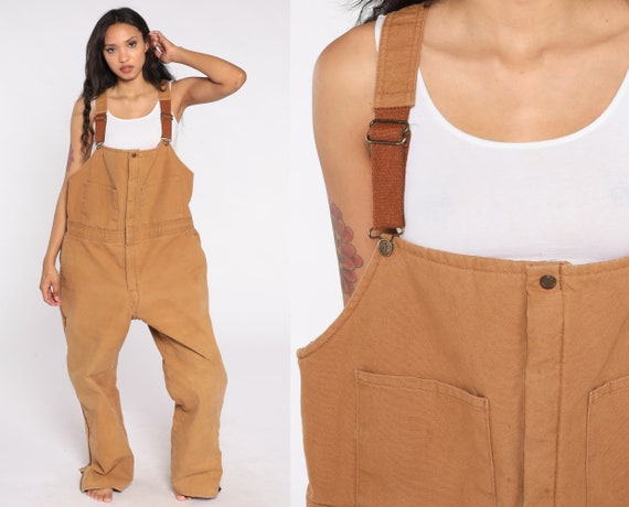 Walls Insulated Overalls Blizzard Pruf Coveralls Workwear Brown Baggy Bib Pants Work Wear Long Cargo Vintage Dungarees Extra Large xl Tall