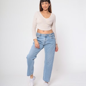 Vintage Levis 501 Jeans 90s Straight Leg Boyfriend Jeans Button Fly Denim Pants High Rise Waist Levi Blue 1990s Men&#39;s 36 x 29 Large