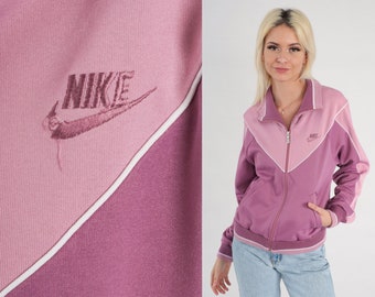 Purple Nike Jacket -- 90s Windbreaker Jacket Track Jacket Mauve Pink Sports Color Block Vintage 1990s Retro Zip Up Small S