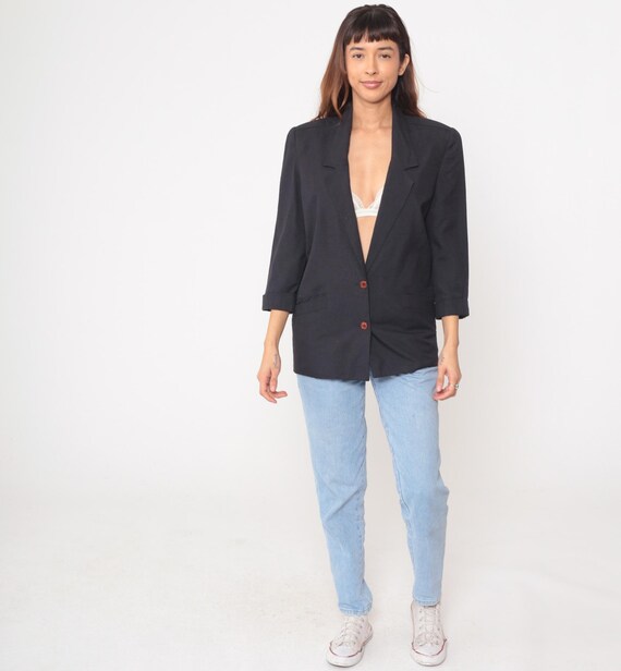 90s Black Blazer Two Button Front Professional Wo… - image 4