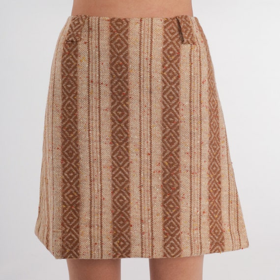 70s Mini Skirt Brown Striped Skirt Tapestry Knit … - image 7