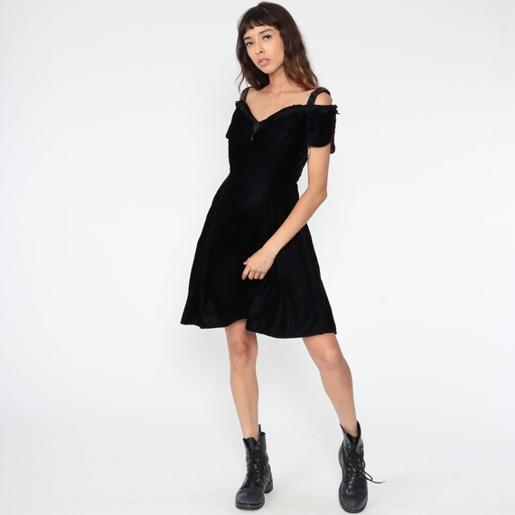 Black Velvet Dress Party 80s Mini OFF 