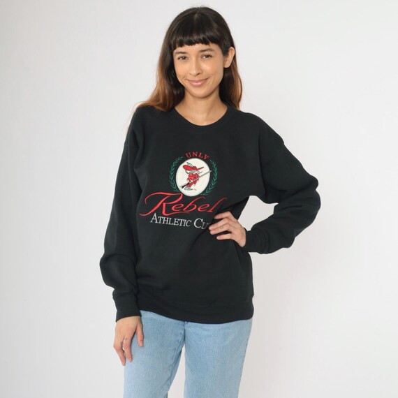 Vintage UNLV Rebels Sweatshirt Black 90s University of Nevada Las Vegas Embroidered Crewneck Pullover Logo Graphic Medium M