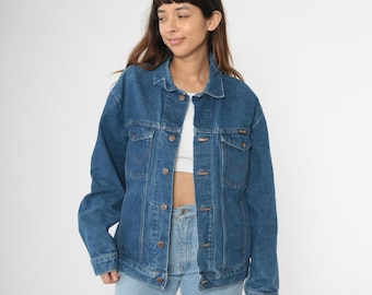 90s Oversized Blue Denim Jean Jacket / Unisex / Fits Like ML