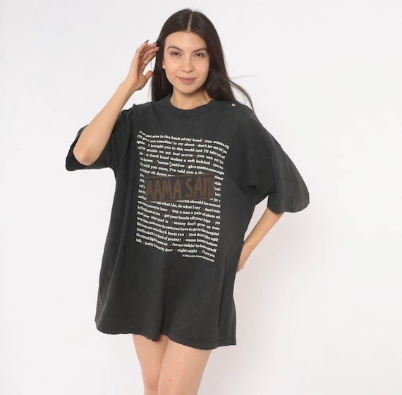 90s Mama Said 1994 Graphic Tee Black Cotton Distressed Shirt Faded Worn Text Print Streetwear Grunge Vintage Plus Size Extra Extra Large XXL
