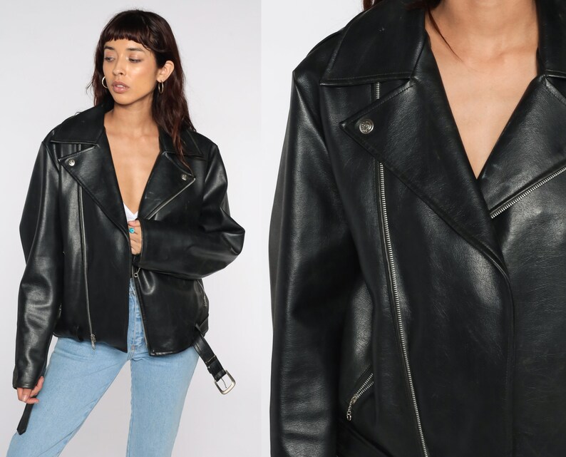 80s black leather jacket