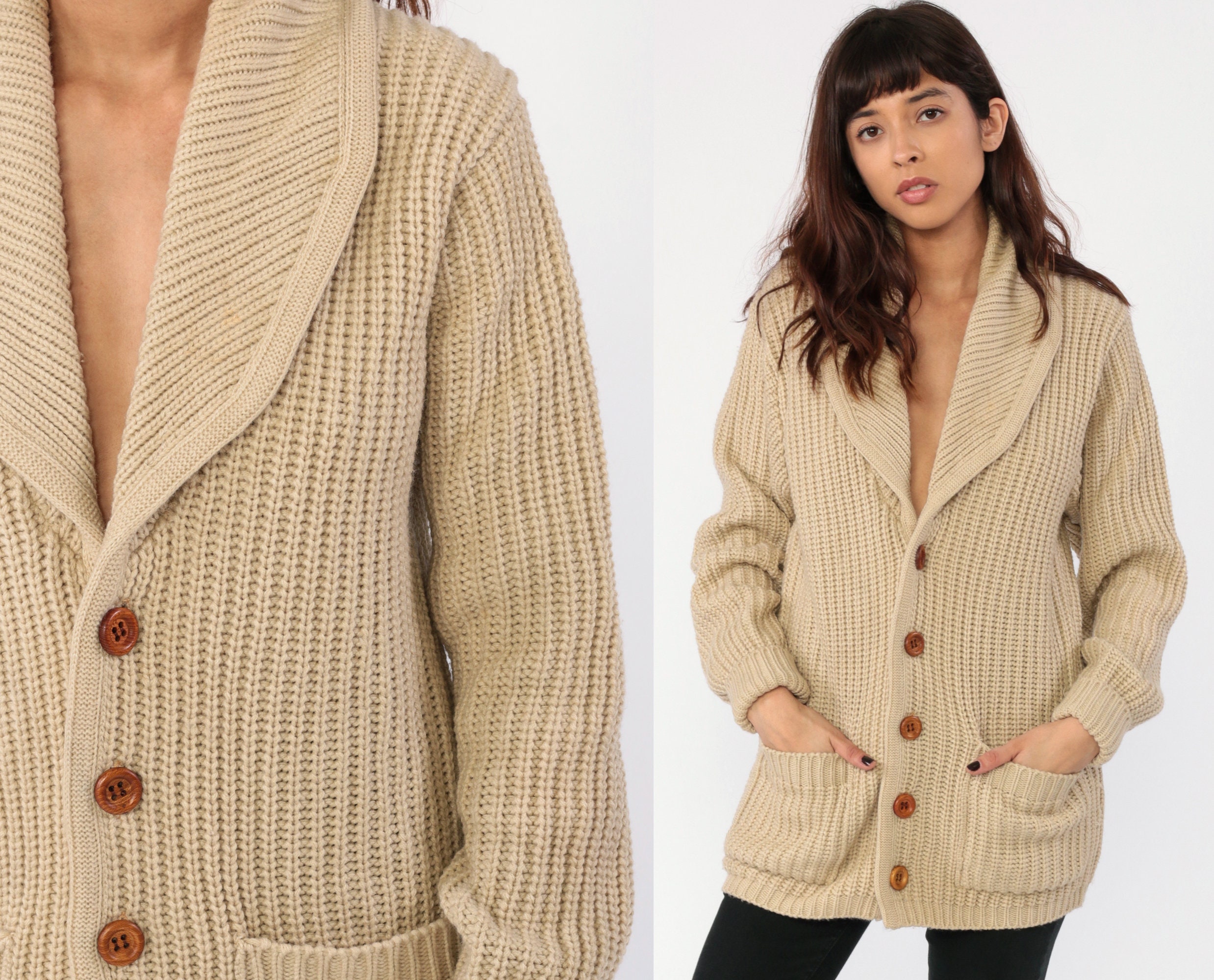 tan button up sweater