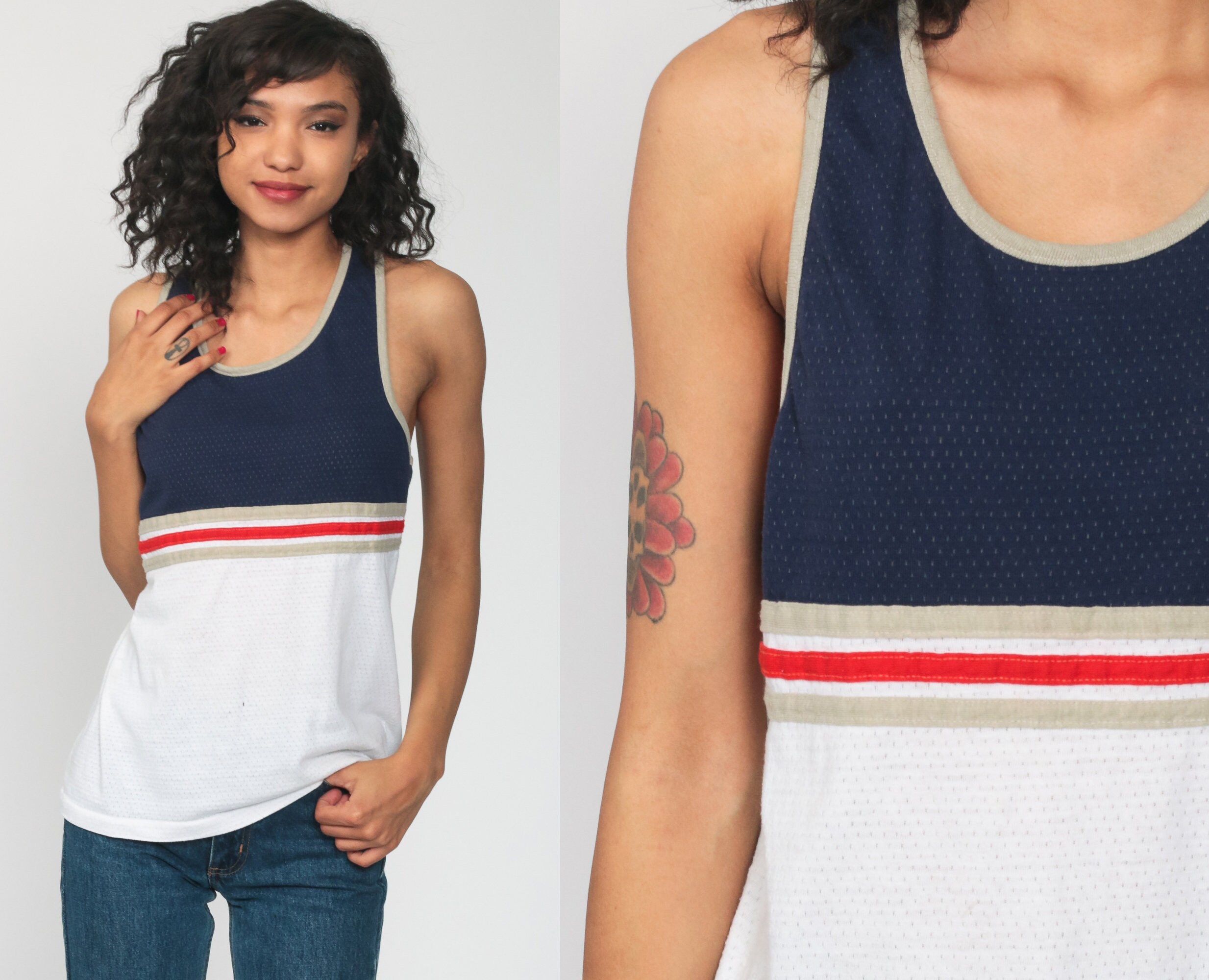 Mesh Tank Top Athletic Shirt 80s Sports 