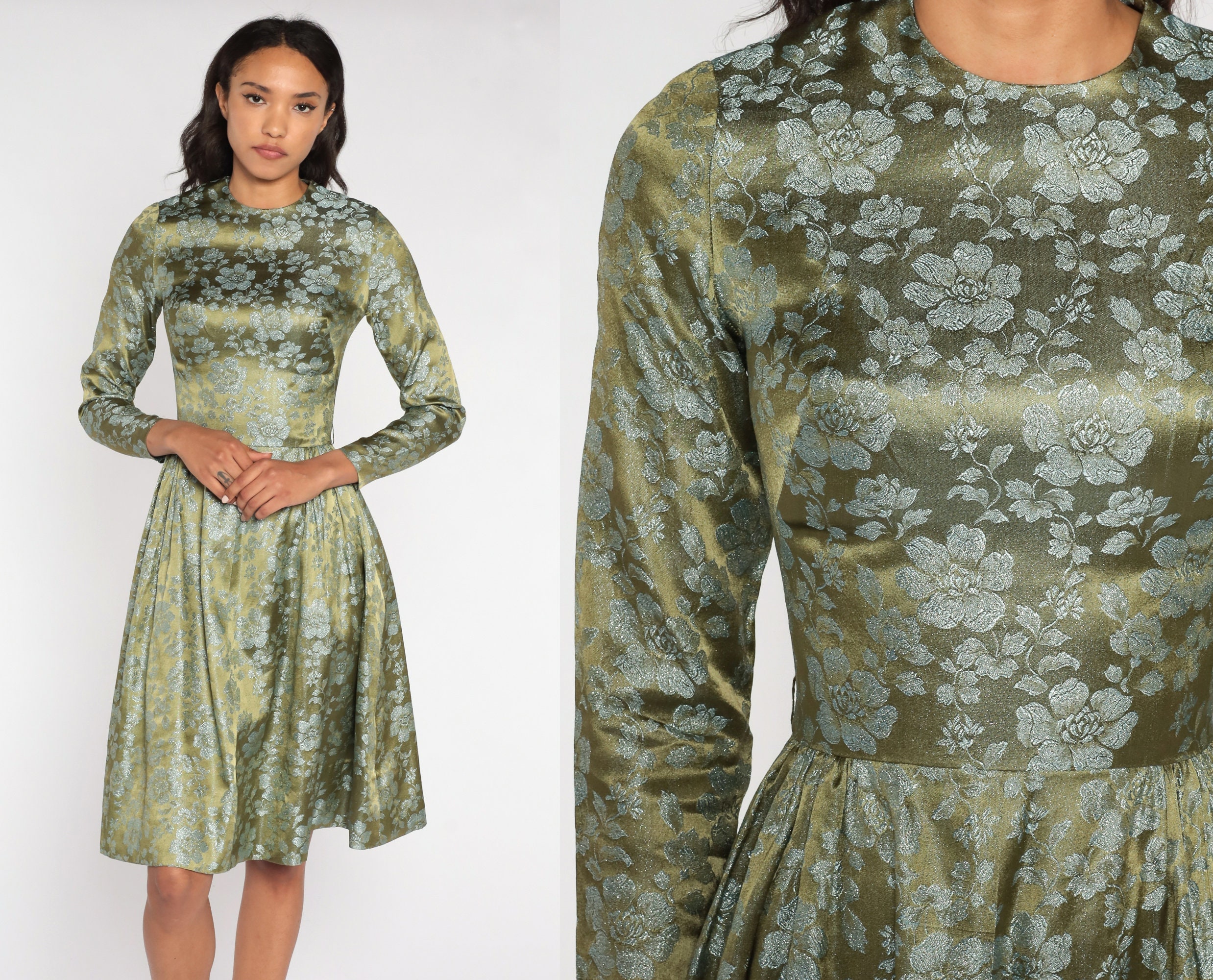 Long sleeve brocade dress hotsell