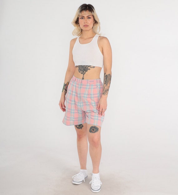 Vintage 1990s Light Grey Plaid High Waist Trousers Vintage 1990s Light Grey Plaid High Waist Trousers