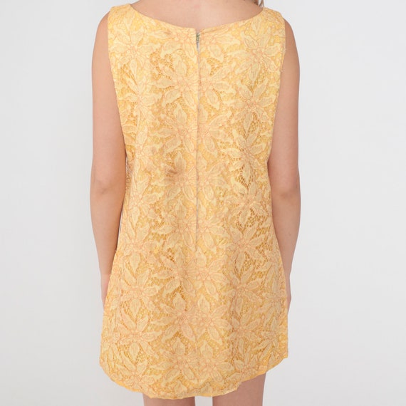 Yellow Lace Dress 60s Party Dress Mod Mini Cockta… - image 5