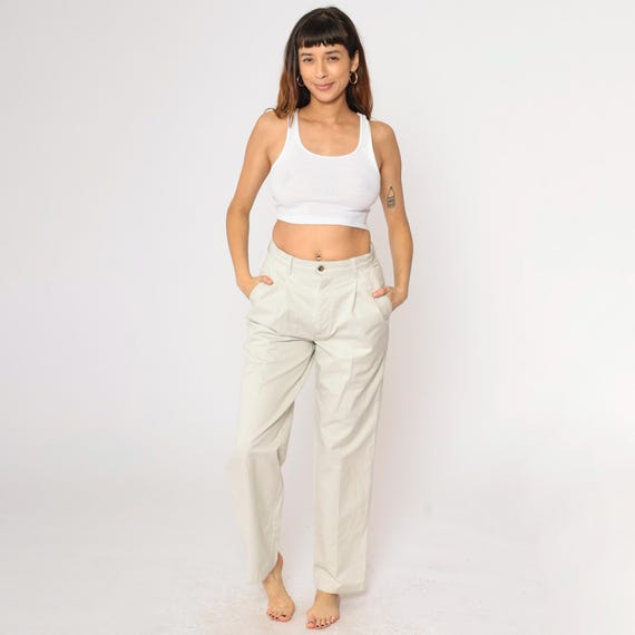 90s Dockers Khaki Trousers Pleated Pants High Waisted Pants Tapered Leg Slacks Preppy High Waisted Rise Beige Vintage Medium 29
