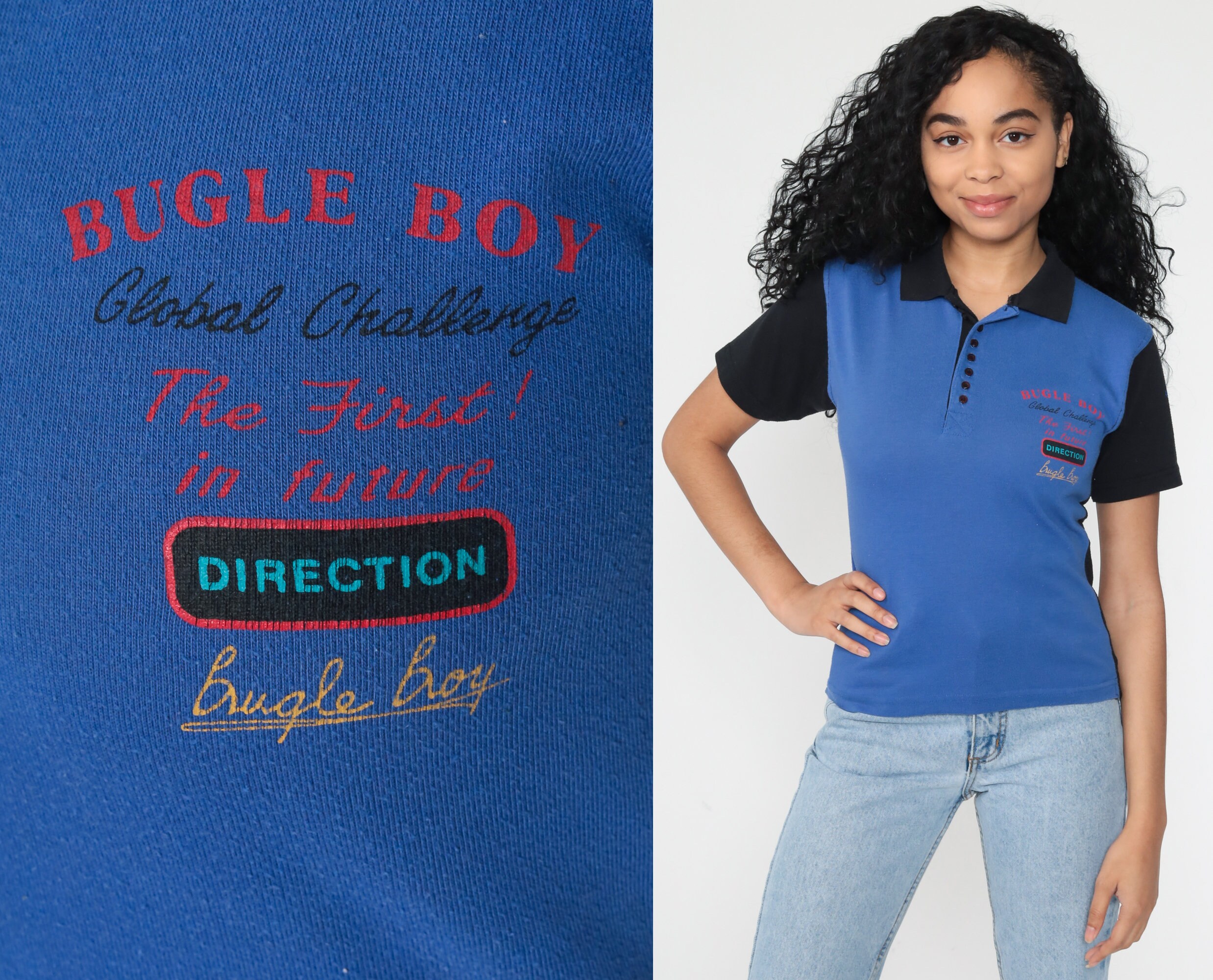 Bugle Boy Shirt 80s Tshirt Athletic Shirt 90s T Shirt Blue Sports Tee Retro Vintage Streetwear Extra Small Xs