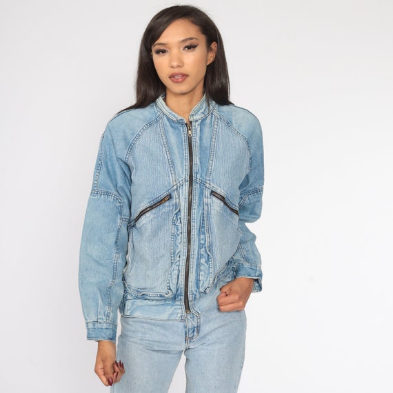 80s Denim Jacket ZIP UP Jean Jacket 