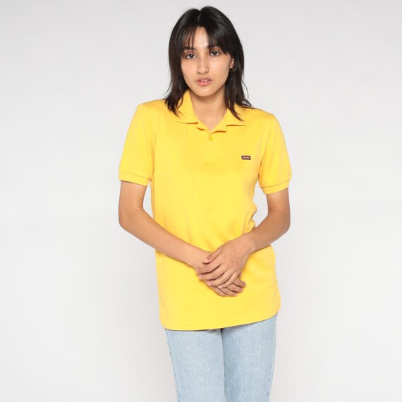 Brittania Polo Shirt 80s Bright Yellow Collared S… - image 6