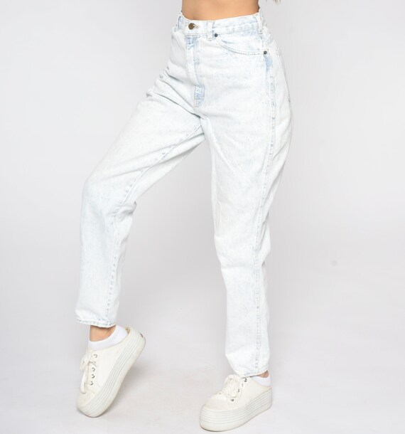 Acid Wash Jeans 90s Gitano Jeans Mom Jeans Blue White Denim High Waist 80s Tapered High Waisted Denim Pants Skinny Vintage Small 28 Tall
