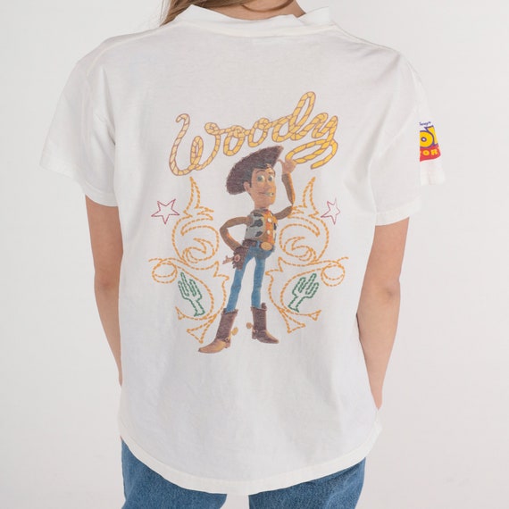 Sherriff Woody Shirt Y2K Toy Story T-Shirt Disney Pixar Graphic Tee Retro Nostalgic Cartoon Screen Print Disneyland White 00s Vintage Medium