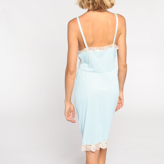 Baby Blue Slip Dress 70s Lingerie Nightgown Cream… - image 6