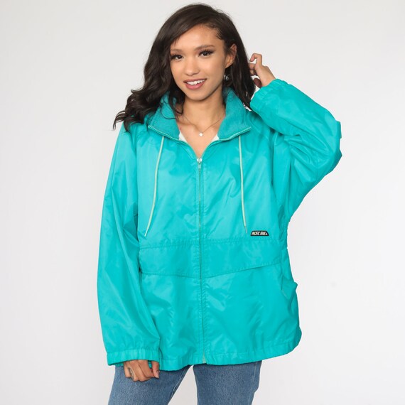 Turquoise windbreaker top