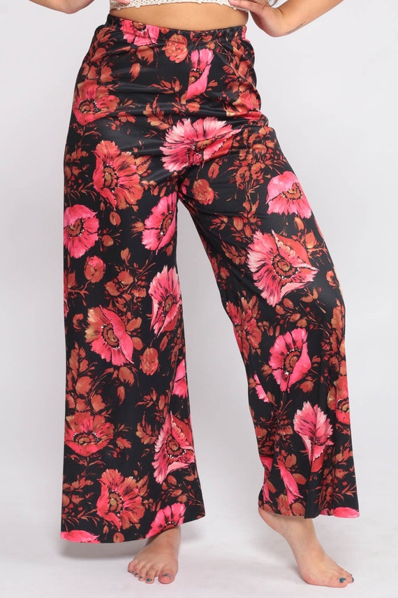 70s Bell Bottom Pants Floral Pants Hippie Trouser… - image 5