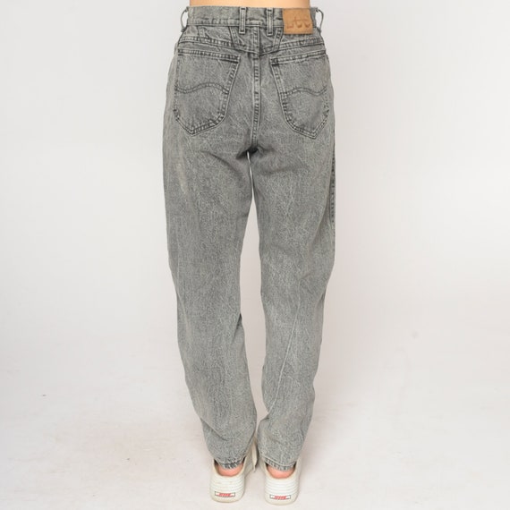 90s Lee Mom Jeans -- Grey Acid Wash Denim High Wa… - image 9