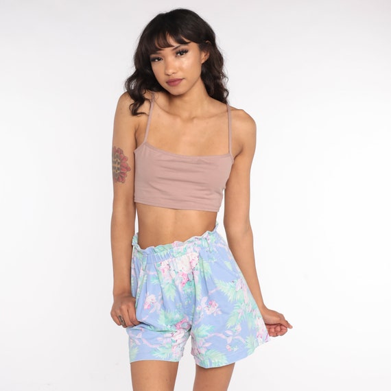 Floral Shorts 90s Paper Bag Shorts 