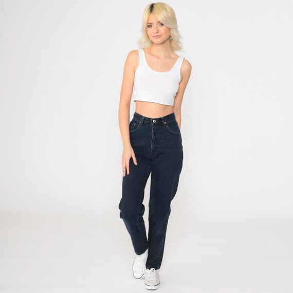 90s Black Jeans Enuf Mom Jeans Raded Slim Fit High Rise Denim Pants Tapered Retro Vintage 1990s Cotton Extra Small xs