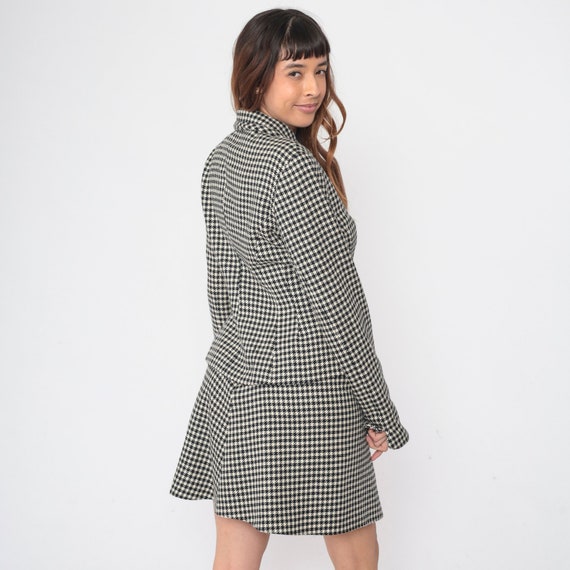 90s Houndtooth Skirt Suit Two Piece Set With Jack… - image 4
