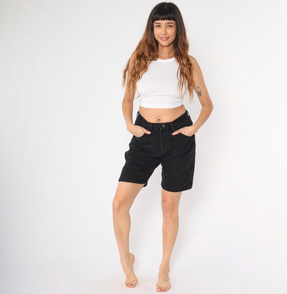 Vintage Wrangler Denim Shorts 90s Black Jean Shorts High Waisted Retro Mom Shorts Bermuda High Rise Normcore Basic 1990s Medium 31