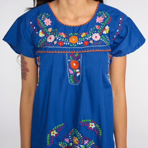 Floral Mexican Dress EMBROIDERED Midi Dress Hippi… - image 5