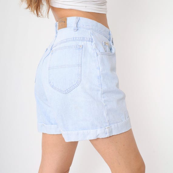 Vintage Riders Denim Shorts 90s Cuffed Lee High Waisted Shorts Light Wash Blue Jean Shorts Retro Normcore Mom Summer 1990s Medium 30/31