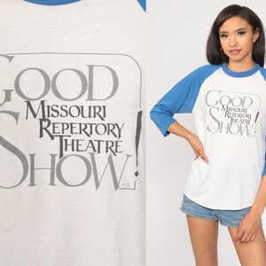 Missouri Repertory Theatre Shirt Ringer Tee Shirt Kansas City Shirt 80s TShirt Baseball Graphic Vintage 1980s Tee Raglan Small Medium zdjęcie 1