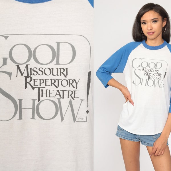 Missouri Repertory Theatre Shirt Ringer Tee Shirt Kansas City Shirt 80s TShirt Baseball Graphic Vintage 1980s Tee Raglan Small Medium