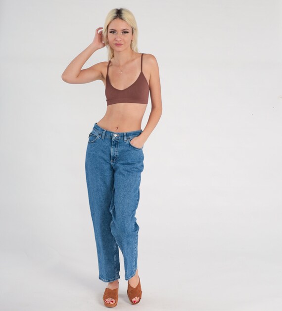 Tapered Jeans 90s Mom Jeans Relaxed Mid Rise Blue Denim Pants Retro Basic Streetwear Vintage 1990s Chic Medium 8