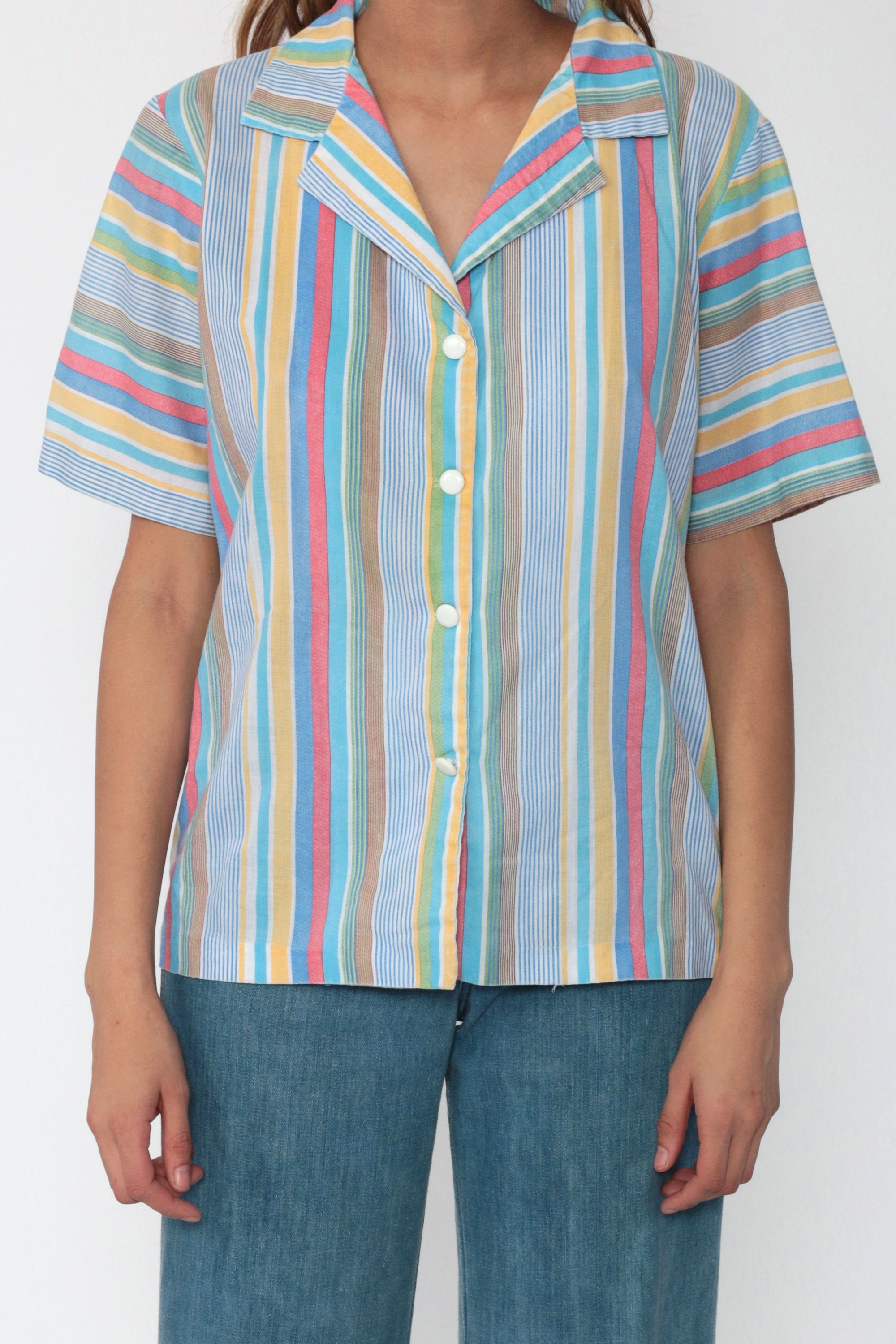 white and blue stripped shirt