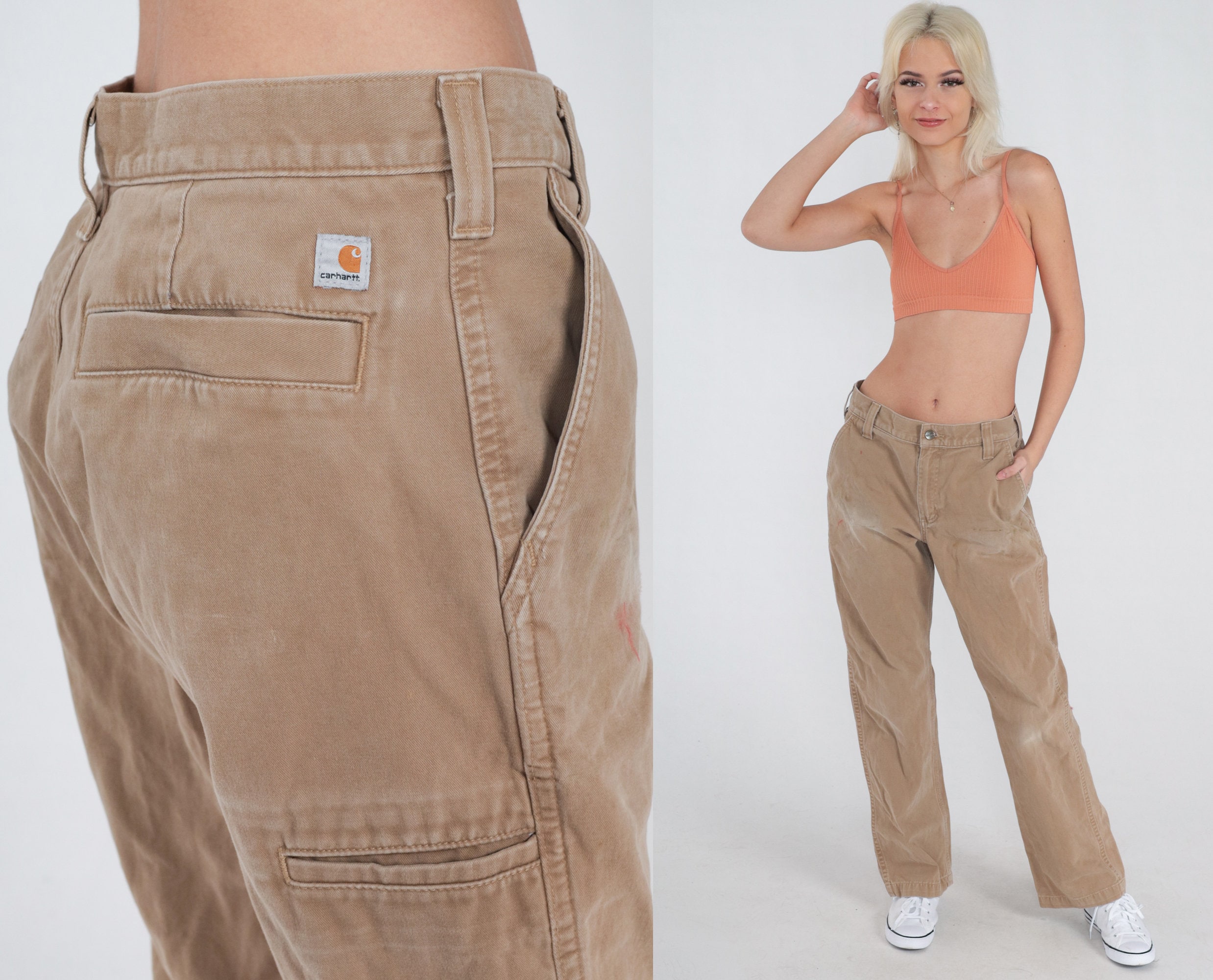 Brown Carhartt Pants Y2k Straight Leg Pants Workwear Work Pants High Waist  Rise Streetwear Basic Distressed Faded Vintage 00s Medium 31 x 29